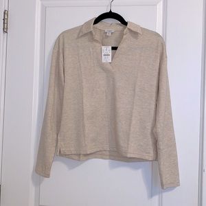 NWT J Crew. Heathered Oatmeal Soft Terry Polo in size XS